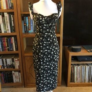 NWT SHEIN Black Floral Midi Dress